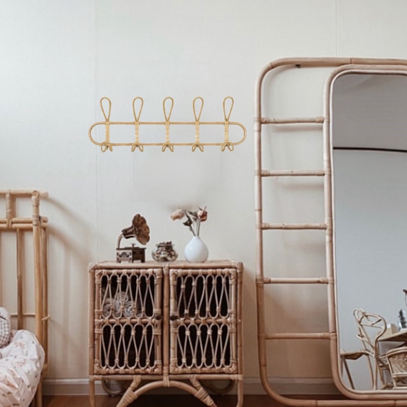Wall Eco-Friendly Rattan Hooks