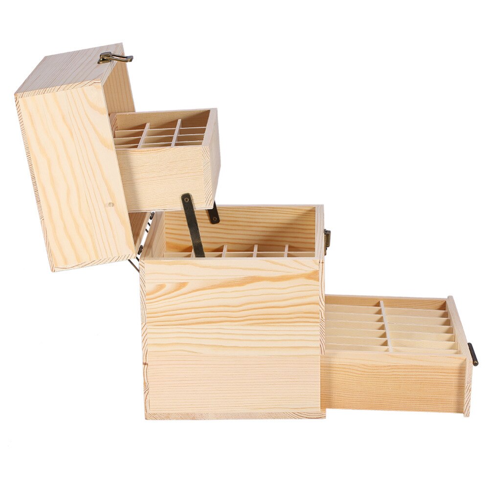Eco-Friendly 59 Slots 3 Layers Wooden Essential Oil Box