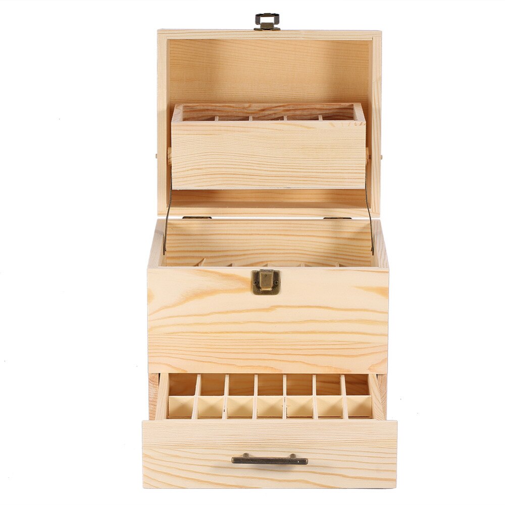 Eco-Friendly 59 Slots 3 Layers Wooden Essential Oil Box