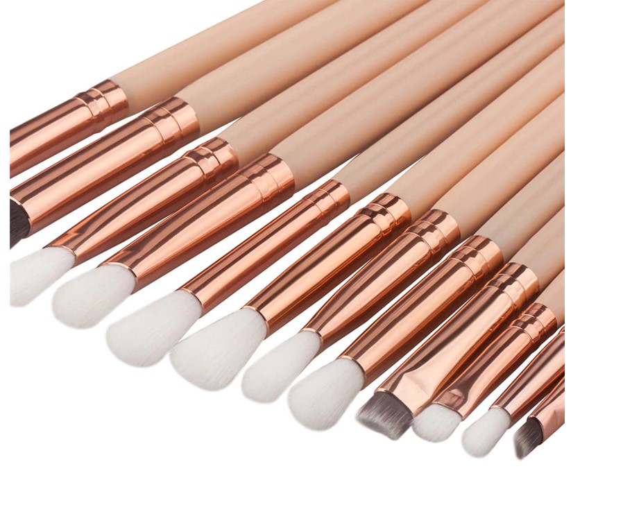 Wooden Handle Eye Makeup Brushes 12 Pcs Set