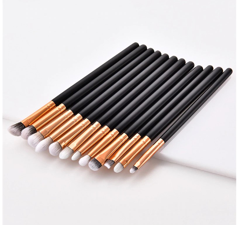 Wooden Handle Eye Makeup Brushes 12 Pcs Set