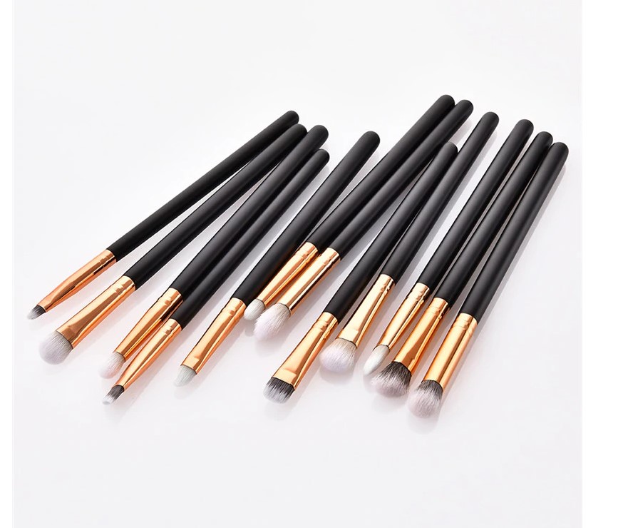 Wooden Handle Eye Makeup Brushes 12 Pcs Set