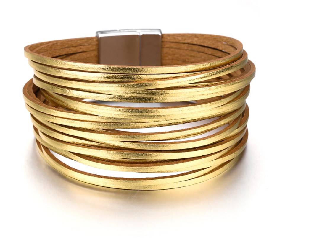 Women's Metallic Eco-Leather Wrap Bracelet