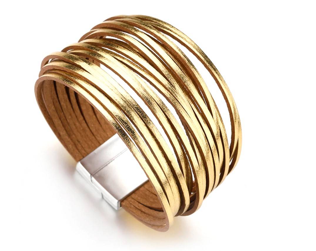 Women's Metallic Eco-Leather Wrap Bracelet