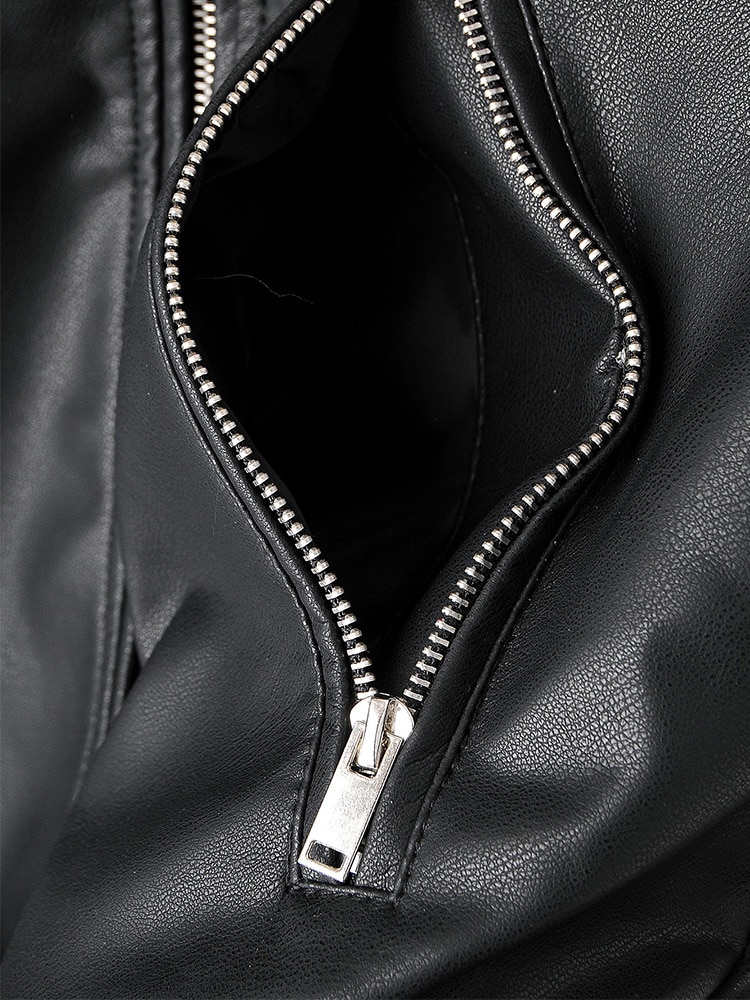 Women's Eco-Leather Oversized Biker Jacket