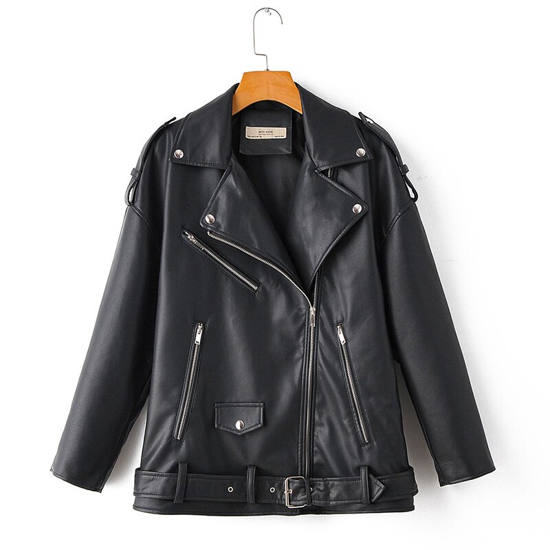 Women's Eco-Leather Oversized Biker Jacket