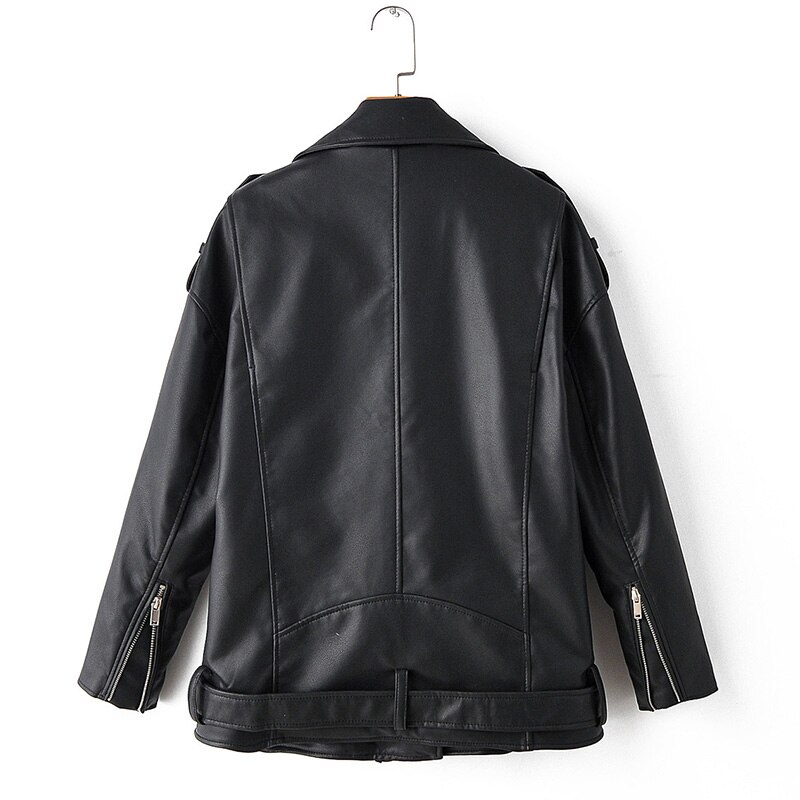 Women's Eco-Leather Oversized Biker Jacket