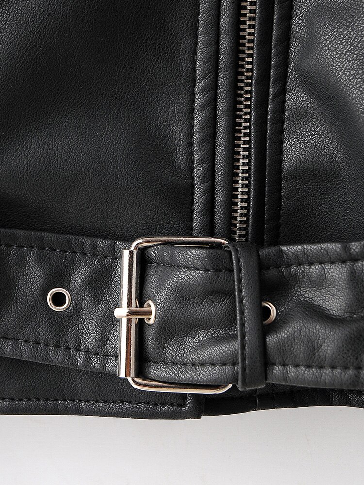 Women's Eco-Leather Oversized Biker Jacket