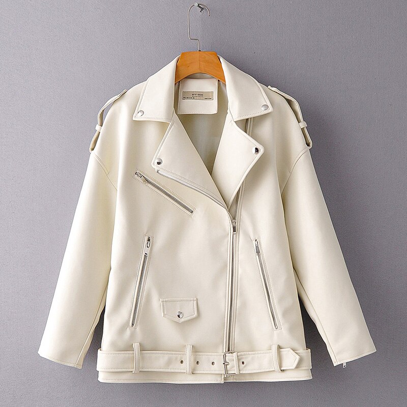 Women's Eco-Leather Oversized Biker Jacket