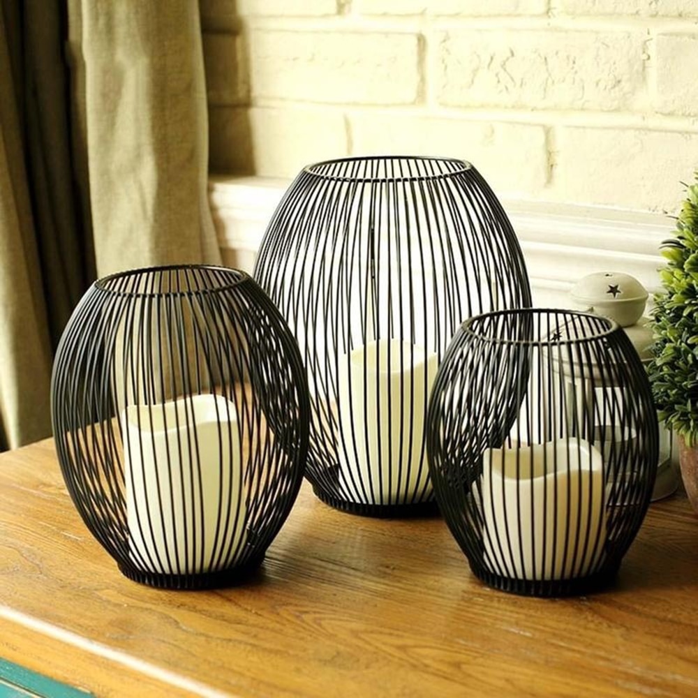 Black Coffee Table Iron Candle Holder